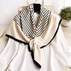 Korean Style Striped Square Scarf For Spring Autumn Warmth Sun Protection