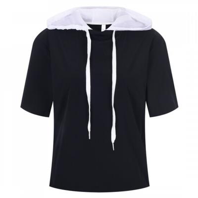 Shop   Women S SS Premium BoTTom STring ShorT Sleeve Hooded T ShirT Black Lb wSh