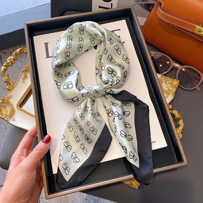 High-end large square scarf silk scarf women's new versatile neck summer thin bag head mother scarf with shawl