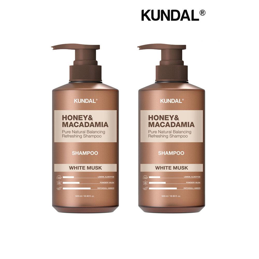 KUNDAL Honey & Macadamia Nature Shampoo White Musk 500ml x2