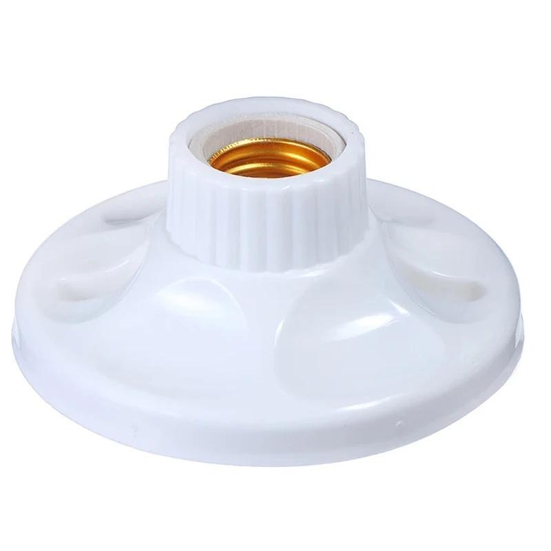 E27 Screw Cap Lamp Holder Plastic Light Lamp Flat Socket Base Ceiling Lamp Fitting Holder Bulb Fixing White Base