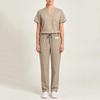 Damen V-Ausschnitt Kurzarm Kasack-Uniform Set mit Oberteil und Hose