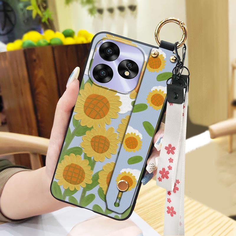 Fashion Design Wrist Strap Phone Case For UMIDIGI A15/A15C Protective Ring Anti-dust Back Cover Anti-knock Wristband