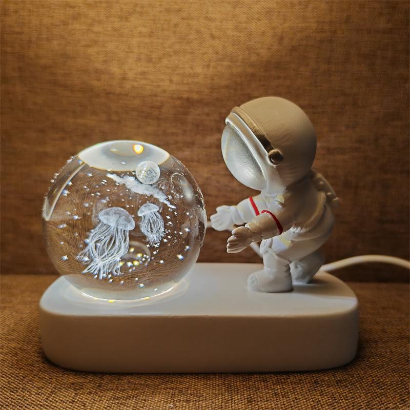 Astronaut Creativ 3D Minge de Cristal Led Lumină de noapte pentru Dormitor Copii Planetă Spațiu Lampă Sistem Solar USB Cadou de Crăciun pentru copii