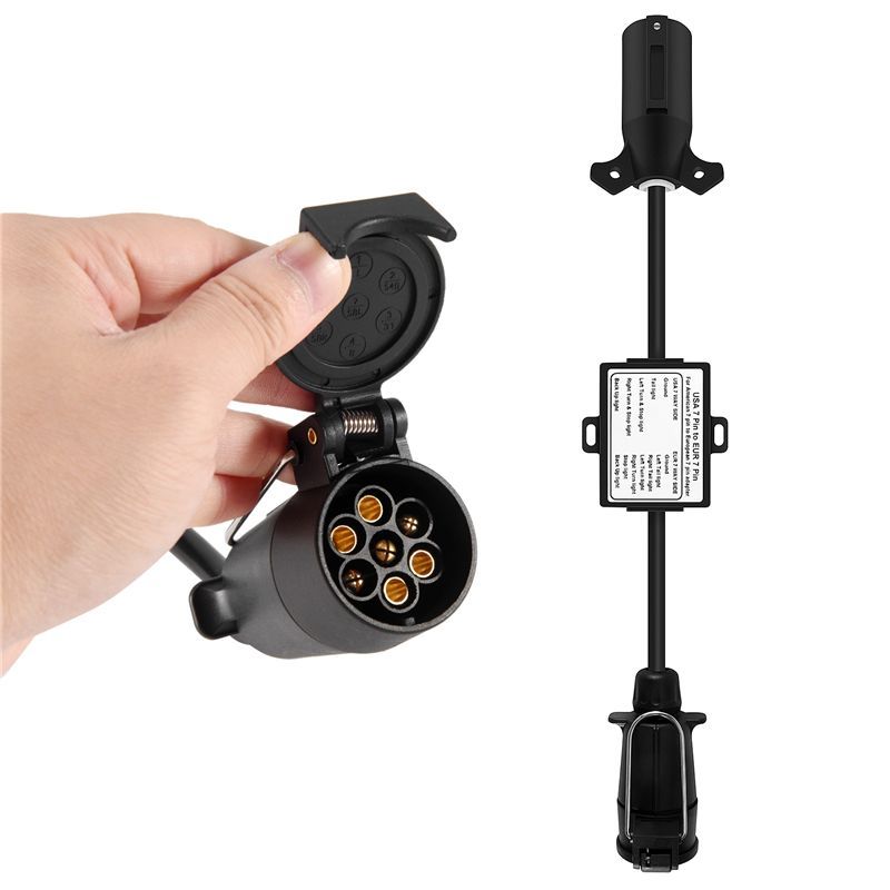 HOT-USA To EU Trailer Light Converter US 7-Way Blade Socket To EU 7-Pin Round Plug,USA To EU Trailer Light Converter US 7-Way Bl