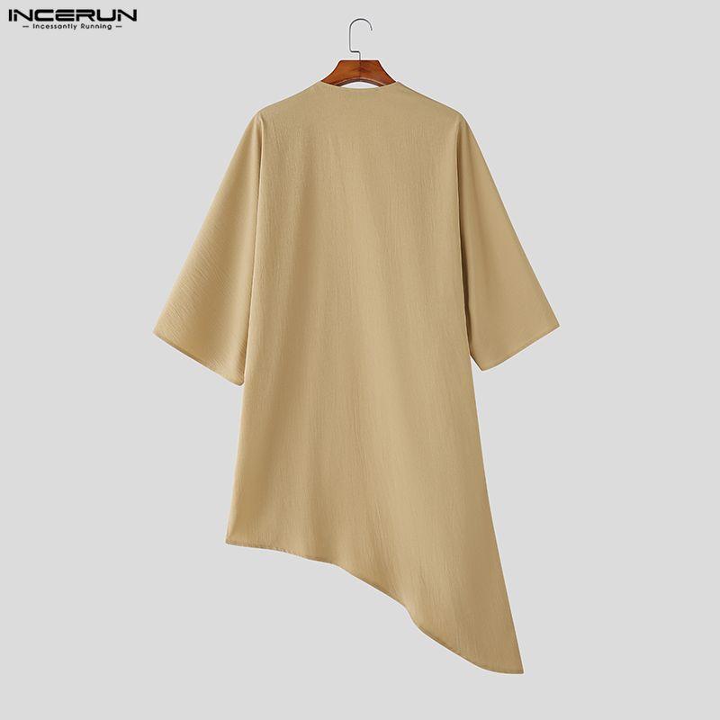 INCERUN Men Half Sleeve Twisted Irregular Casual T-Shirts Top