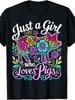 Retro Pig Lover T-Shirt - Just A Girl Who Loves Pigs Graphic Tee, Suitable For,