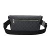 Gucci Double G Logo Zipper Canvas And Leather Trim Waist Bag Large Men Waist Bag Black 733240-92THN-1000