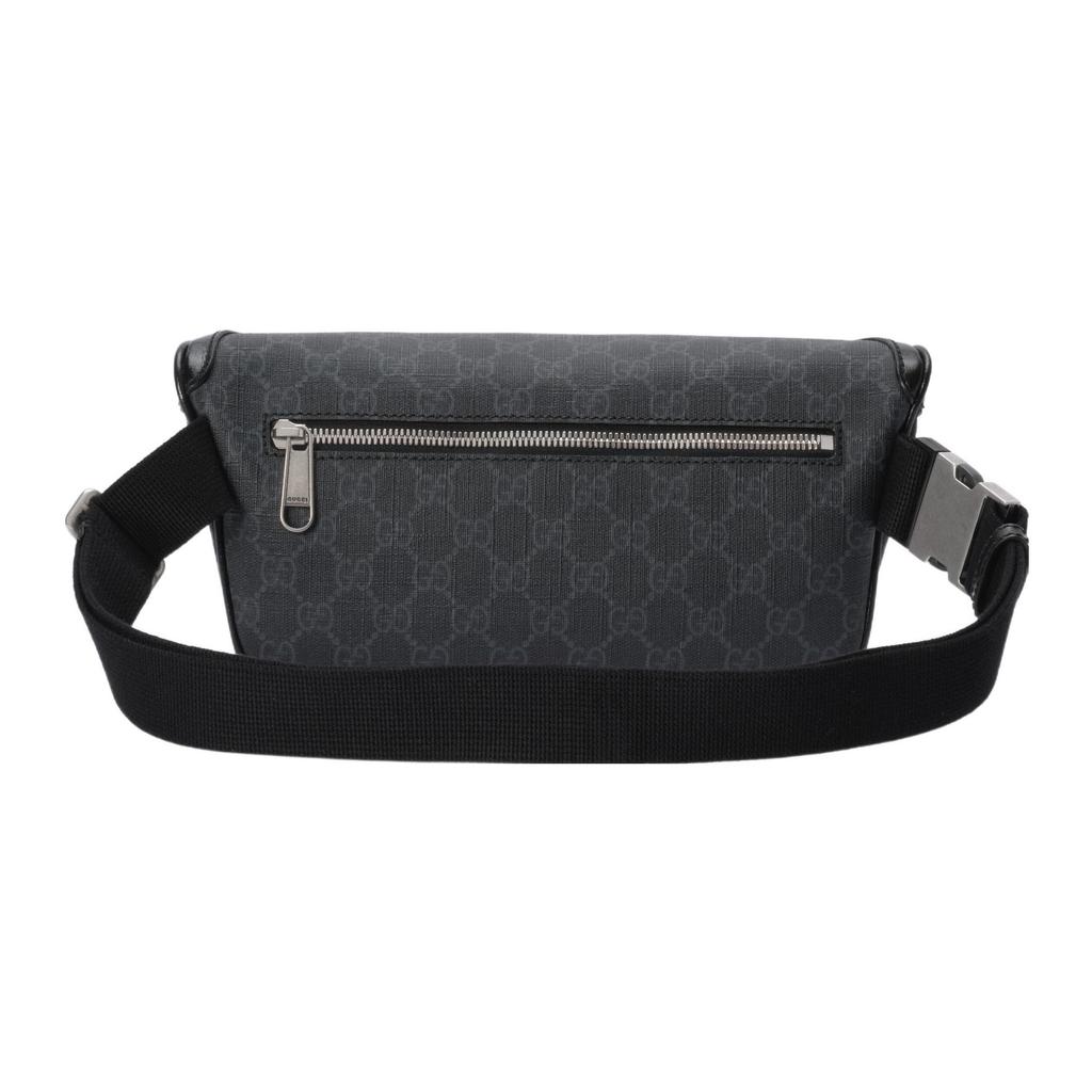 Gucci Double G Logo Zipper Canvas And Leather Trim Waist Bag Large Men Waist Bag Black 733240-92THN-1000