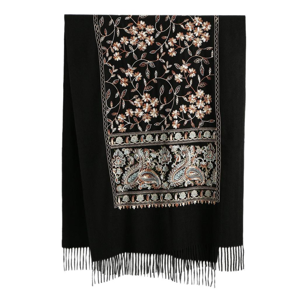 New - Bohemian Imitation Cashmere Embroidered Shawl Scarf Warm And Thickened Cold-Proof Outer Scarf Women