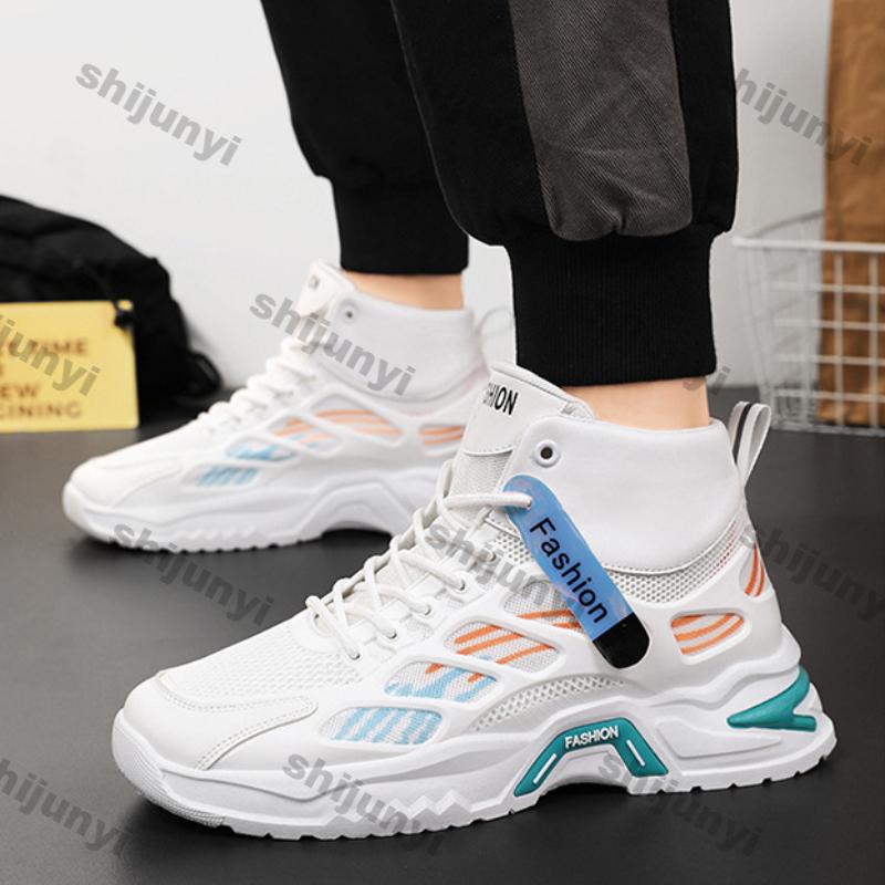 Fashion Men's Casual High-top Sneakers Autumn New Fashion Outdoor Man Trend Thick Soled Mesh Sneakers Breathable Non-slip Running Shoes