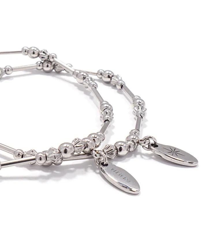 Surgical Bar & Pleated Ball Point Bracelet (PLT-BR-117_SV)