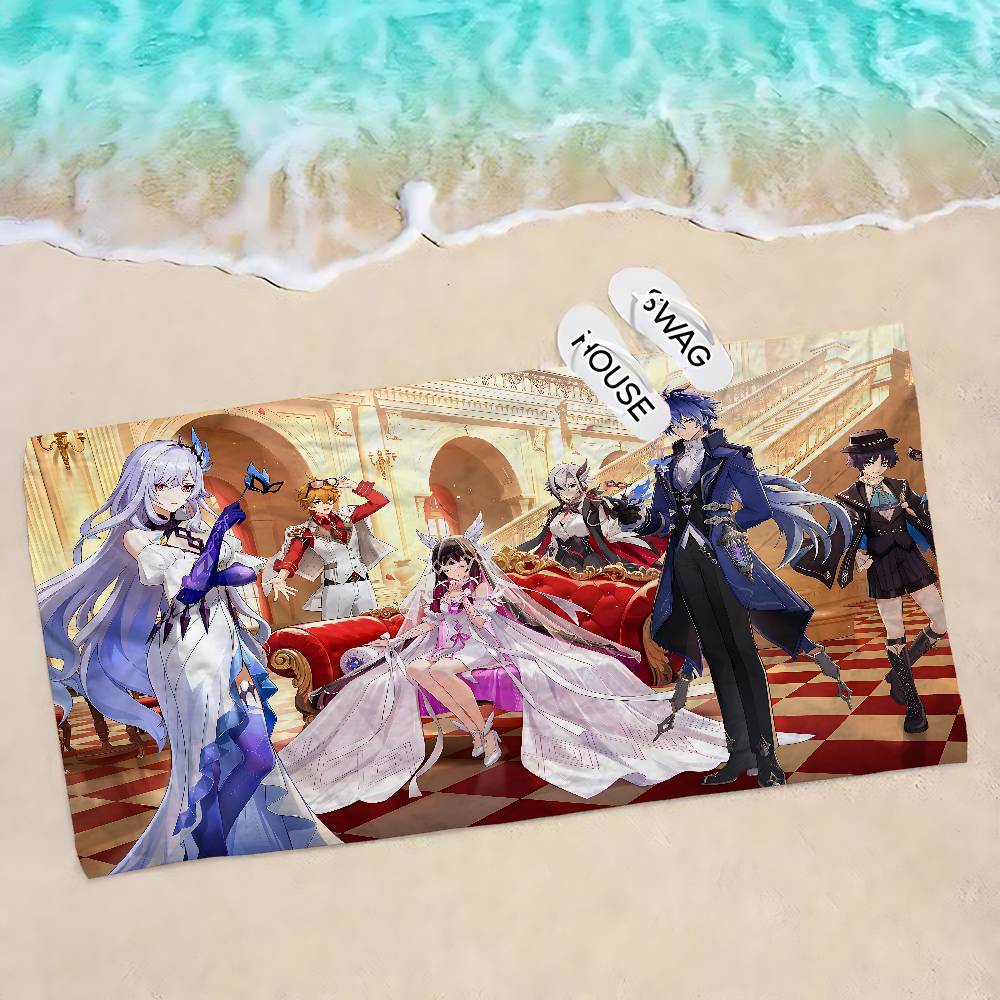 Genshin Impact Skirk Bath Towel Microfiber Soft Water Absorbing Breathable For Girl Kids Decorative Cartoon Beach Towel