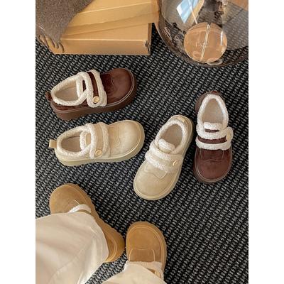 Thick-soled Snow Cotton Shoes for Women To Keep Warm In Winter and Wear Non-slip Birkenstock Fluffy Shoes