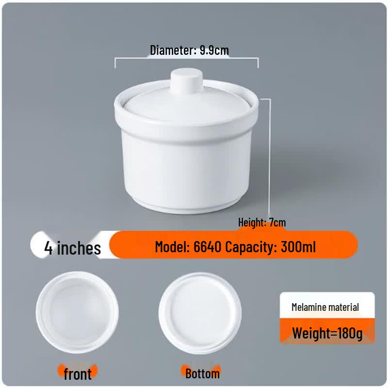 Melamine White Stew Soup Bowl with Lid