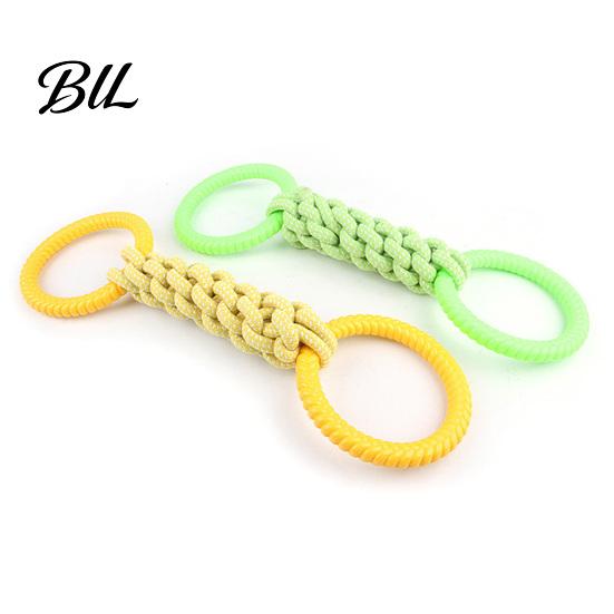 Strong Dog Chew Toy Pet Double Loop Design Cotton Rope Interactive Puppy Canine Bite-resistant Teeth Oral Health Safe Double-loop