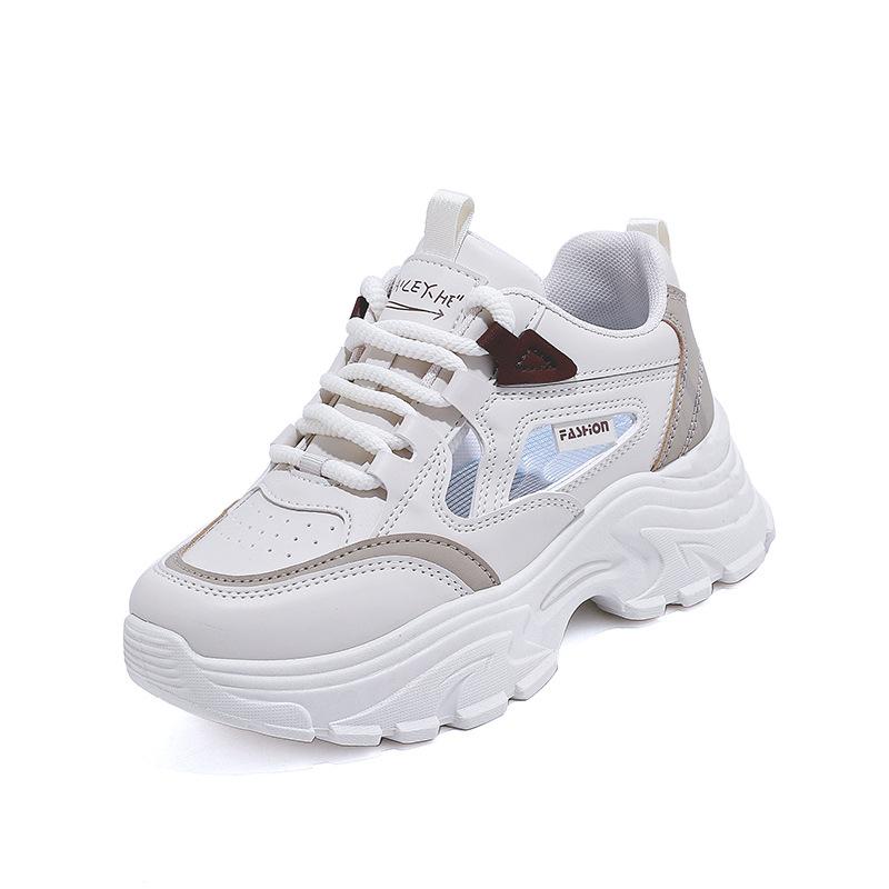 Customized breathable dad shoes women's 2025 summer student running shoes casual thick-soled hollow women's shoes DY-816