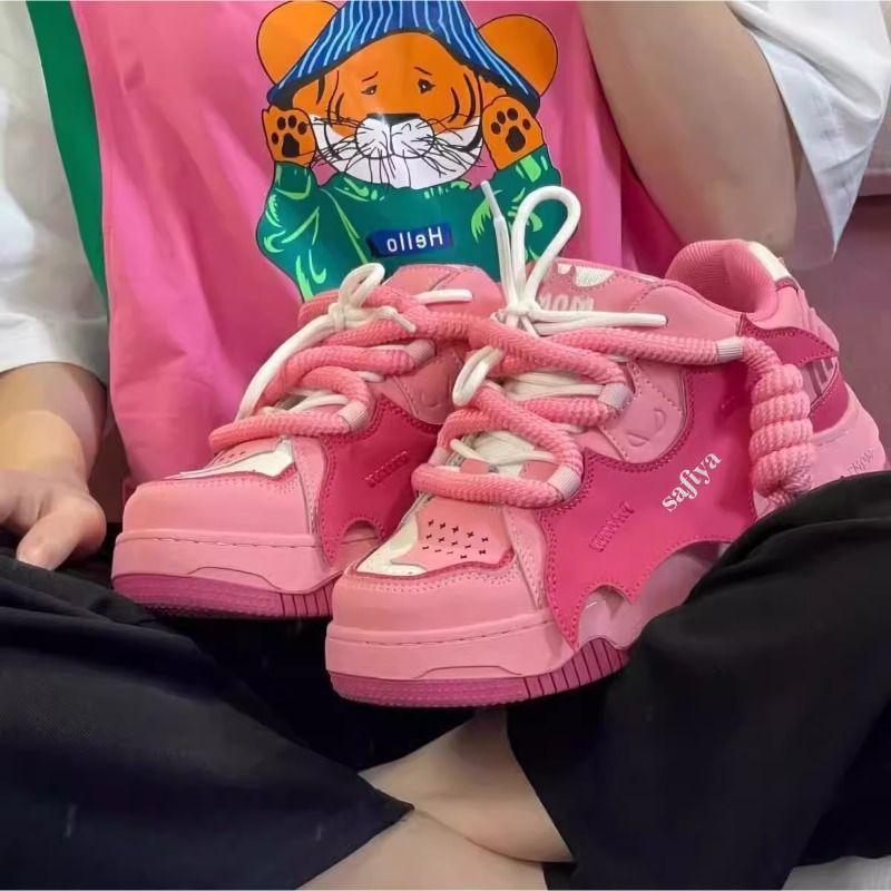 Dopamin Drachenfrucht Fledermaus Hauptstraße Skateboard Brotschuhe Damen dicksohlige vielseitige Schule Sommer Paar weiße Schuhe