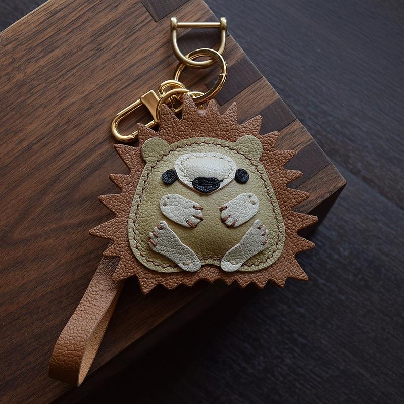 Healing Hedgehog Original Design Handmade Leather Car Key Bag Pendant Cute Female Simple Gift Keychain