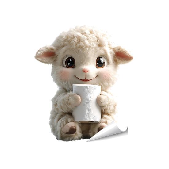 

Funny Animal Toilet Seat Cover Decal Waterproof Cartoon Sheep Chick Bunny Toilet Seat Lid Sticker for Bathroom Home Wall Decor B