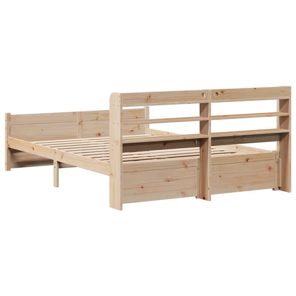 Wooden Bed Frame with Headboard Without Mattress 150x200 cm