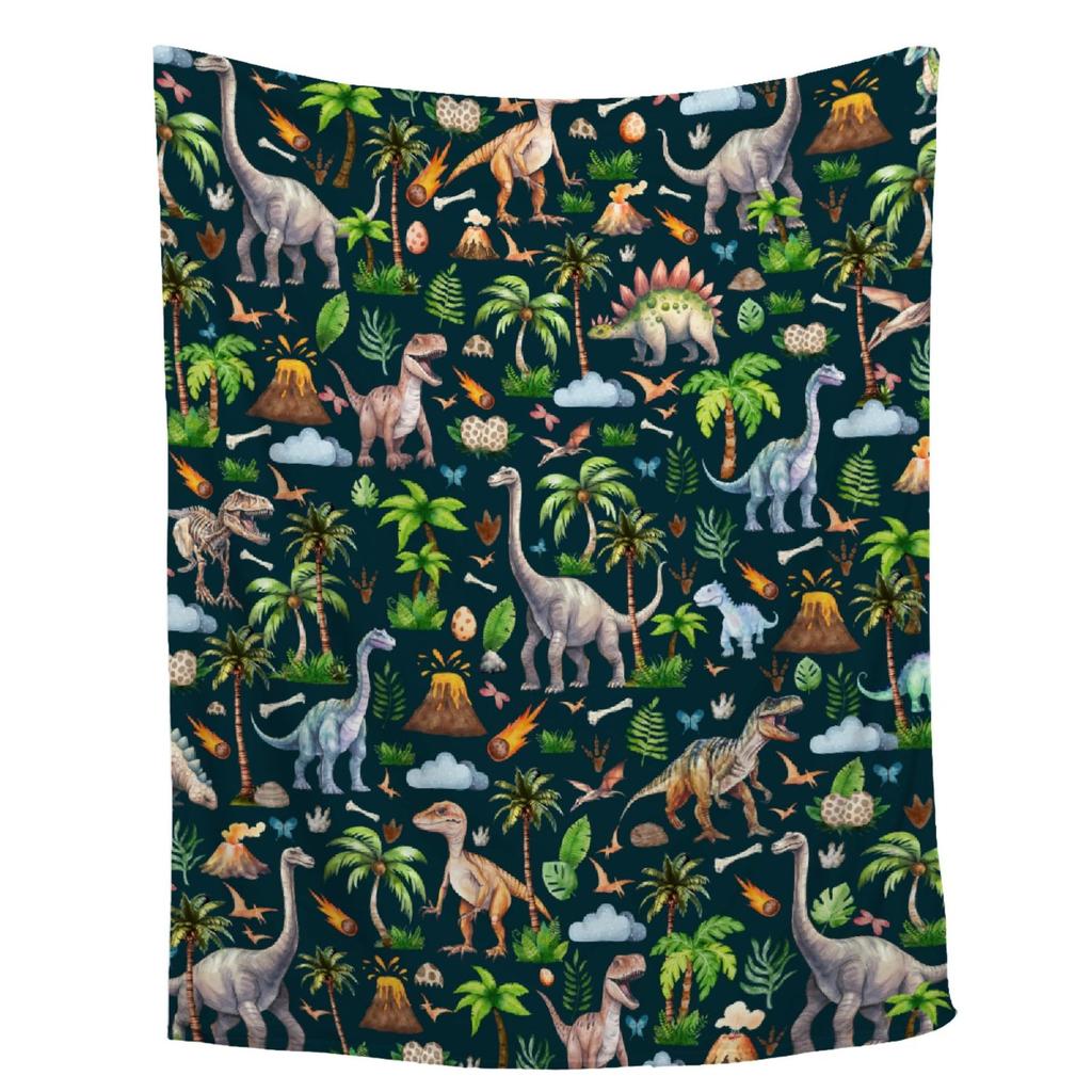 Cartoon Dinosaur Series Printed Blanket for Sofa Travel Camping Living Room Office Conditioning Blanket for All Seasons Gifts
