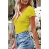 T-shirt da donna estiva corta sexy tinta unita da donna profonda a V slim top sottile corta sexy di nicchia