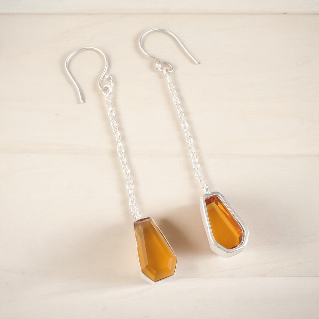 Citrine Gemstone 925 Sterling Silver Jewelry Handmade Drop/Dangle Earrings 3.0" EE-135-2