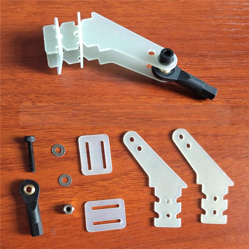 4PCS Glass Fiber Vertical Servo Rudder Rocker Arm Horn + Ball End Head Connecting Rod Set For 26-50CC Oil-powed RC Airplane