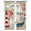 Octopus Lighthouse Anchor Whale Sailboat Crab Sheer Curtains for Living Room Tulle Window Curtain Bedroom Kitchen Veil Drapes