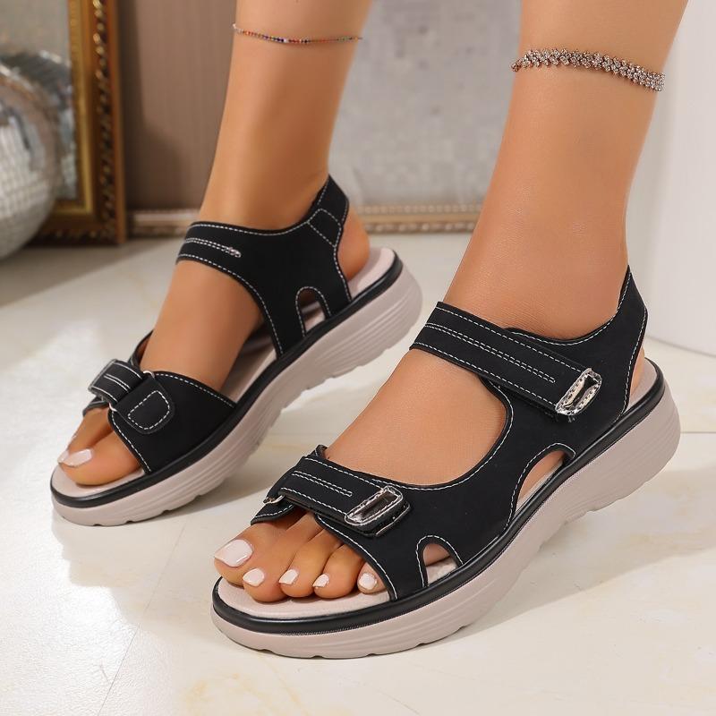 2025 Women's Summer New Fashion Round Toe Designer Wedge Sandals Women Outdoor Comfort Hook  Loop Plus Size 35-43Sandalias Mujer