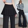 Frühling 2026 Damen Plissee Micro-Flare High-Waist Hose: Zweiteiliger Look, Schlankmachend, Elastisch, Lässige Passform