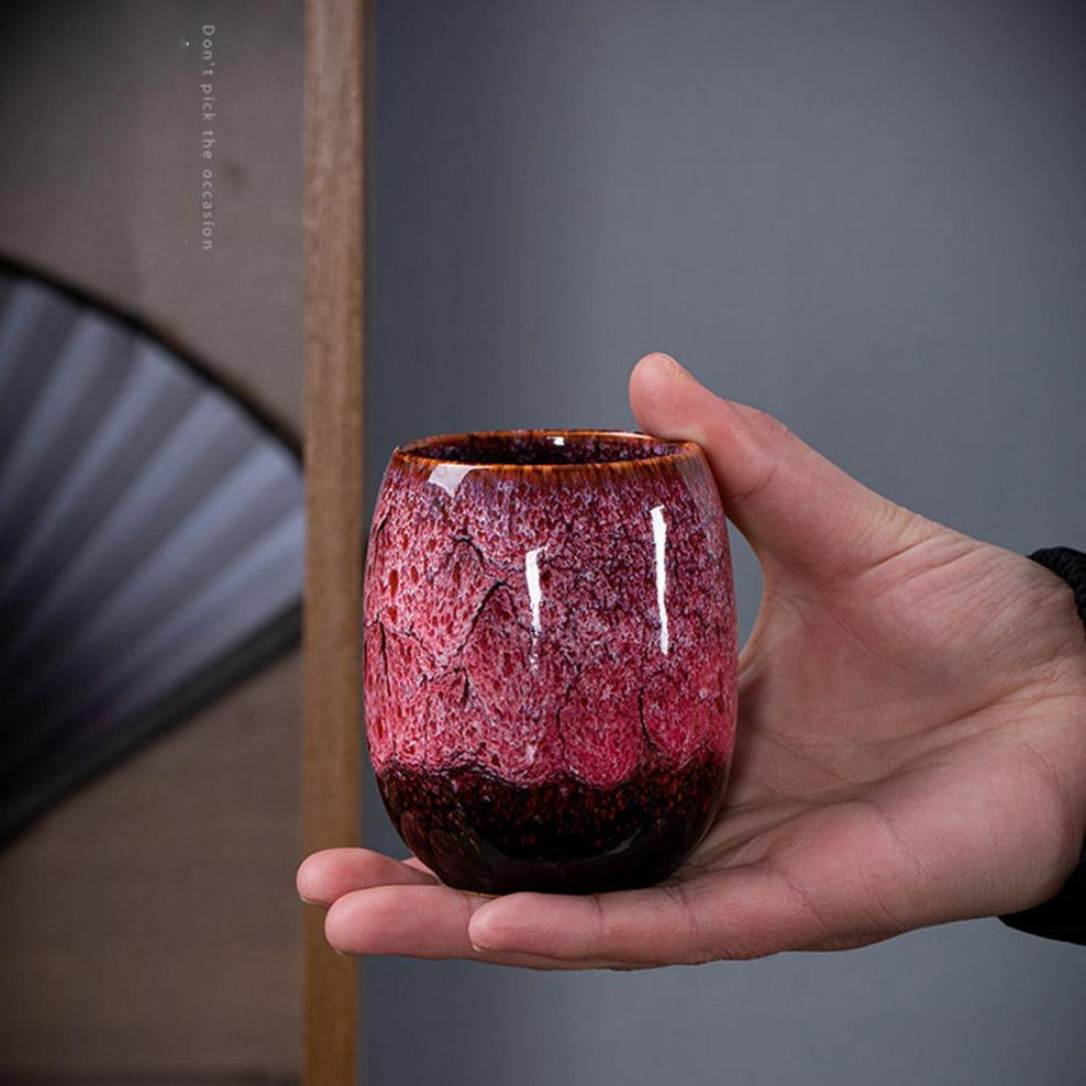 170ml, Kiln change ceramic tea cup, Kung Fu tea set, Large Tianmu glaze cup, Tea ceremony accessories, home tearoom egg cup