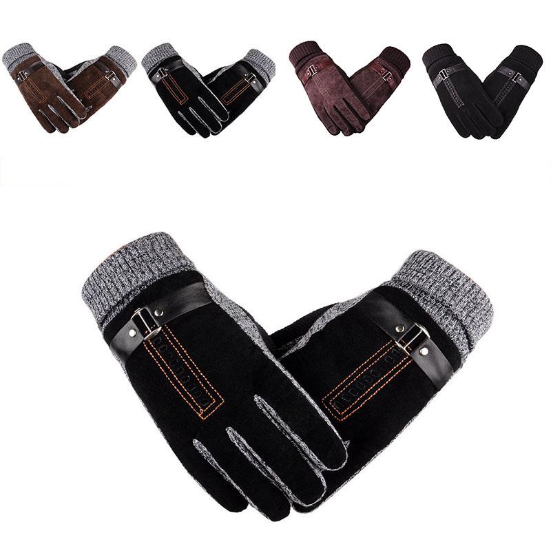 Buy Men's Winter Mittens Genuine Suede Gloves Thick Pig Leather Bike