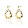 Natural Stone Beaded Spacer Square Dice Stud Earrings Titanium Steel Plated Real Gold Women'S French Retro Stainless Steel Earrings