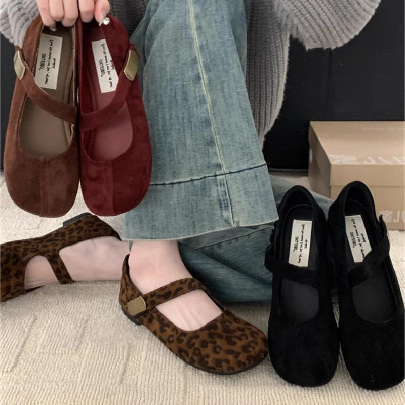 2025 NEW Leopard Print Suede Shoes for Women Fashion Casual and Comfortable Shallow Mouth Soft Sole Single Shoe