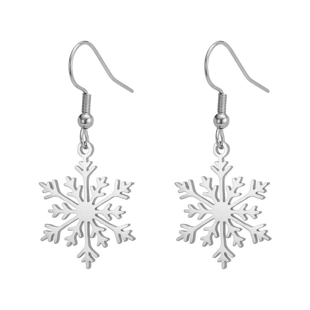 Jeshayuan Christmas Snowflake Pendant Necklace for Women Stainless Steel Neck Chain Special Jewelry Gift