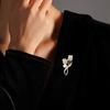 Women Alloy Brooch Pin, Tulip Shape Lapel Badge with Imitation Pearl Rhinestones Inlaid, Brooch Versatile Accessory for Sweaters Collars Hats Bags