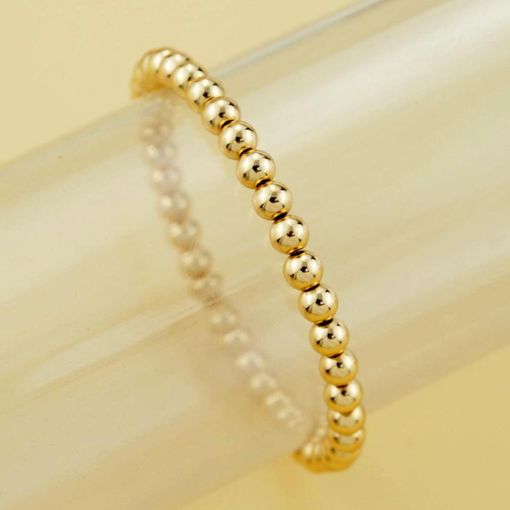 Gold Three-Piece Beaded Copper Bracelet Set for Students