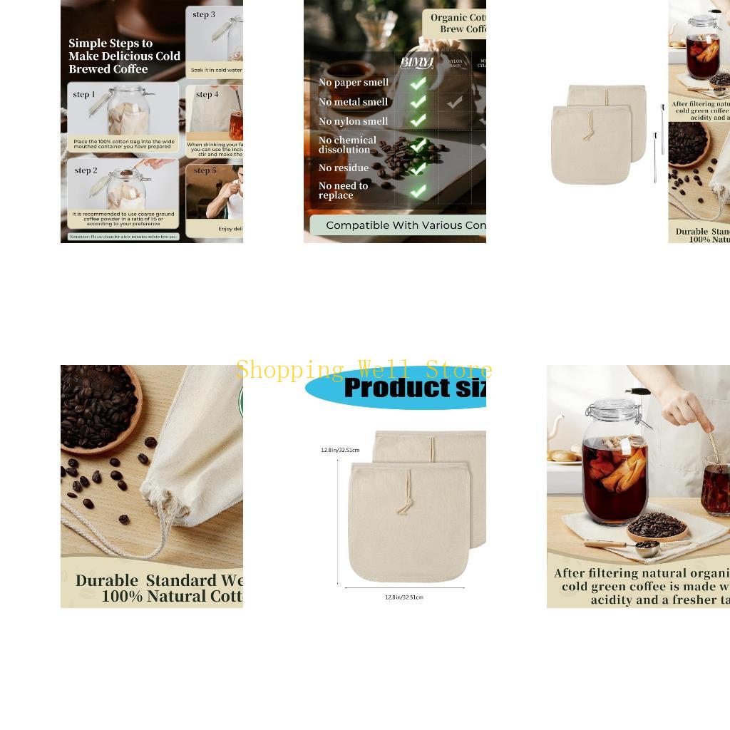 KX4B Multi Purpose Reusable Filter Bag for Cold Brew and Coffee Organic Cotton China Mainland