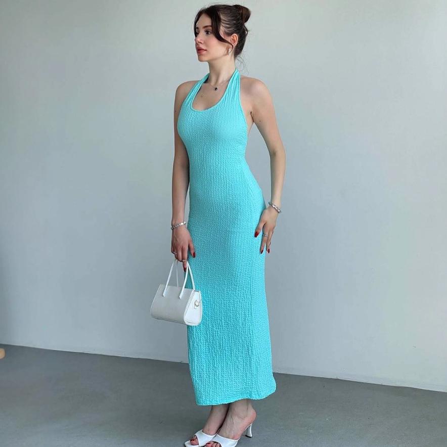 2025 Summer European & American Sleeveless U-neck Slimming Long Dress