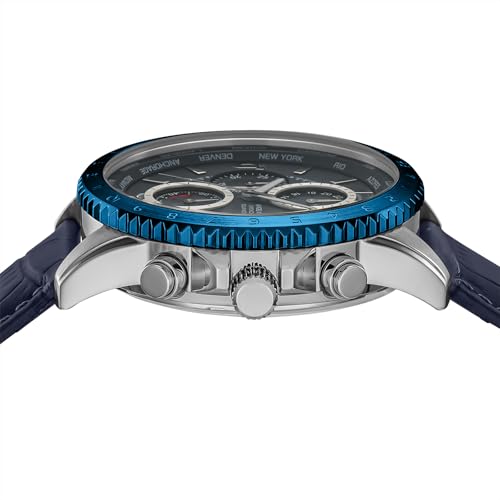 Angel Clover Men's Watch, MONDO SOLAR, Solar Battery, 10 ATM Water Resistance, Mineral Glass, Navy Dial, Stainless Steel, NMOS44SNNV-NV, Navy