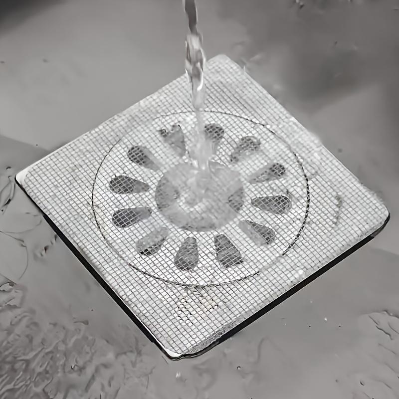 1/5/10/20PCS Disposable Shower Drain Hair Catchers - Adhesive Microfiber Mesh Drain Protectors with Grid Design, Clog-Preventing Sink & Bathtub
