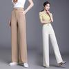 Women's Black Micro-Flare High-Waisted Elastic Pants, Slim Fit, Plus Size, Casual Spring/Autumn 2025.