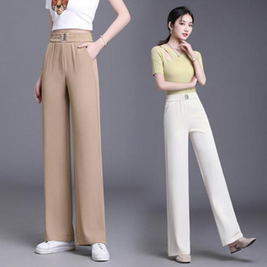 Women's Black Micro-Flare High-Waisted Elastic Pants, Slim Fit, Plus Size, Casual Spring/Autumn 2025.