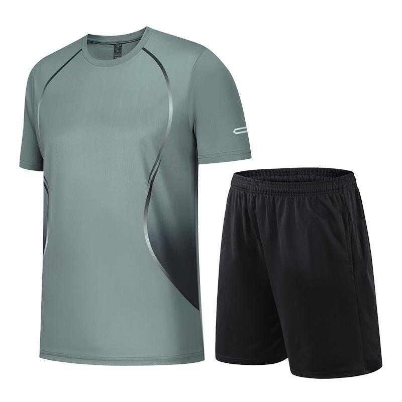 

Unisex Quick-Dry Summer Sports Suit: Loose, Breathable T-Shirt for Casual Fitness, Running, and Training 2XL (150-170 jin) сірий