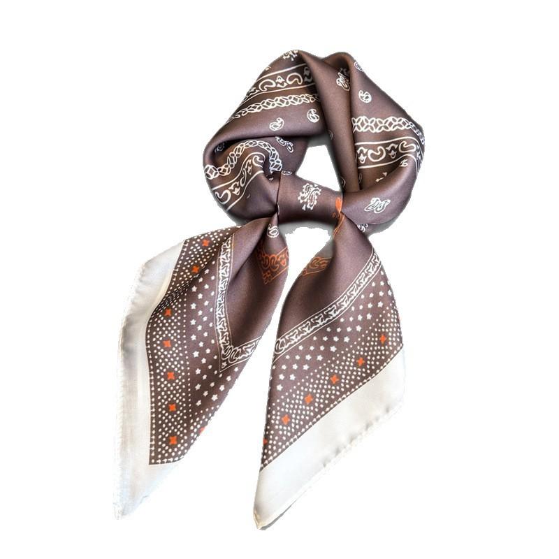 Geometric leopard print simulation silk printing women's silk scarf square scarf high-end shawl sunscreen neck scarf headscarf scarf