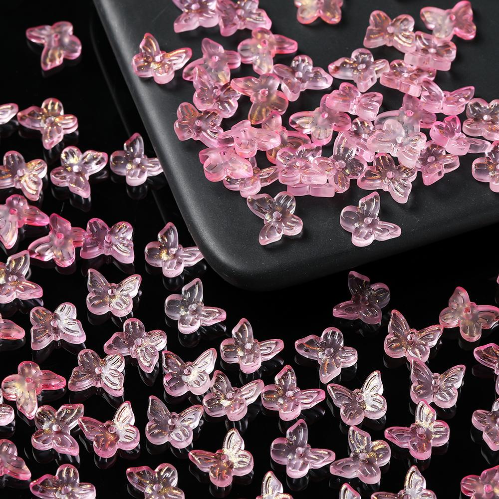10 Stück/Lot Glasplattierte Schmetterlingskristallperlen, lose Perlen, handgefertigtes DIY-Bastelzubehör für Armbänder, Ohrringe und Schmuckherstellung