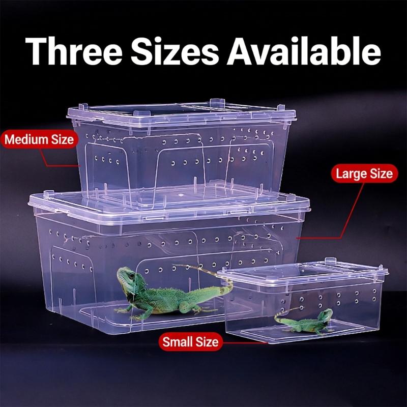 Spacious Reptiles Habitat Housing Container with Slide Out Fece Layer Waste Collection Drawer