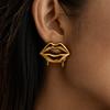 Sweet Romantic Wind 18K Gold Liquid Melted Lips Earrings Versatile Jewelry